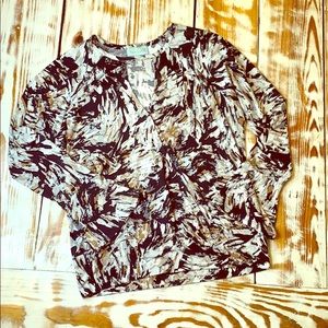 Veronica M Black & Tan Long Sleeve Top Size Small